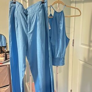 Blue Halter Top with Matching Pants